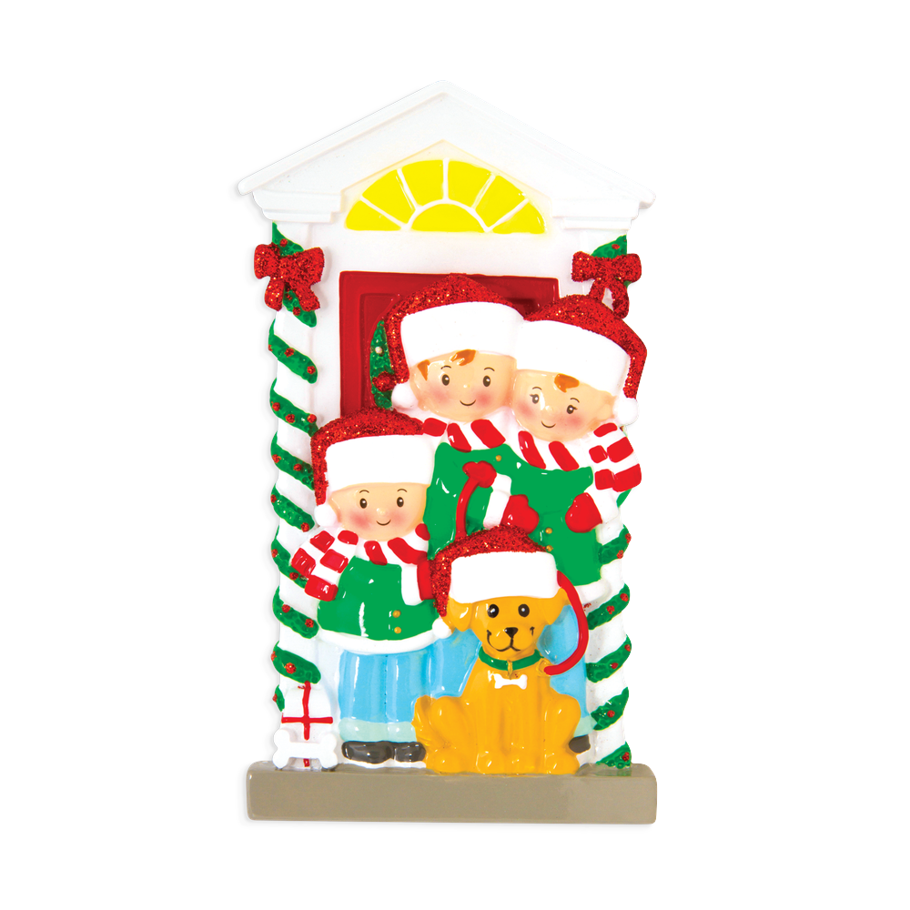 OR1611-3 - Family of 3 With Dog Personalised Christmas Decoration