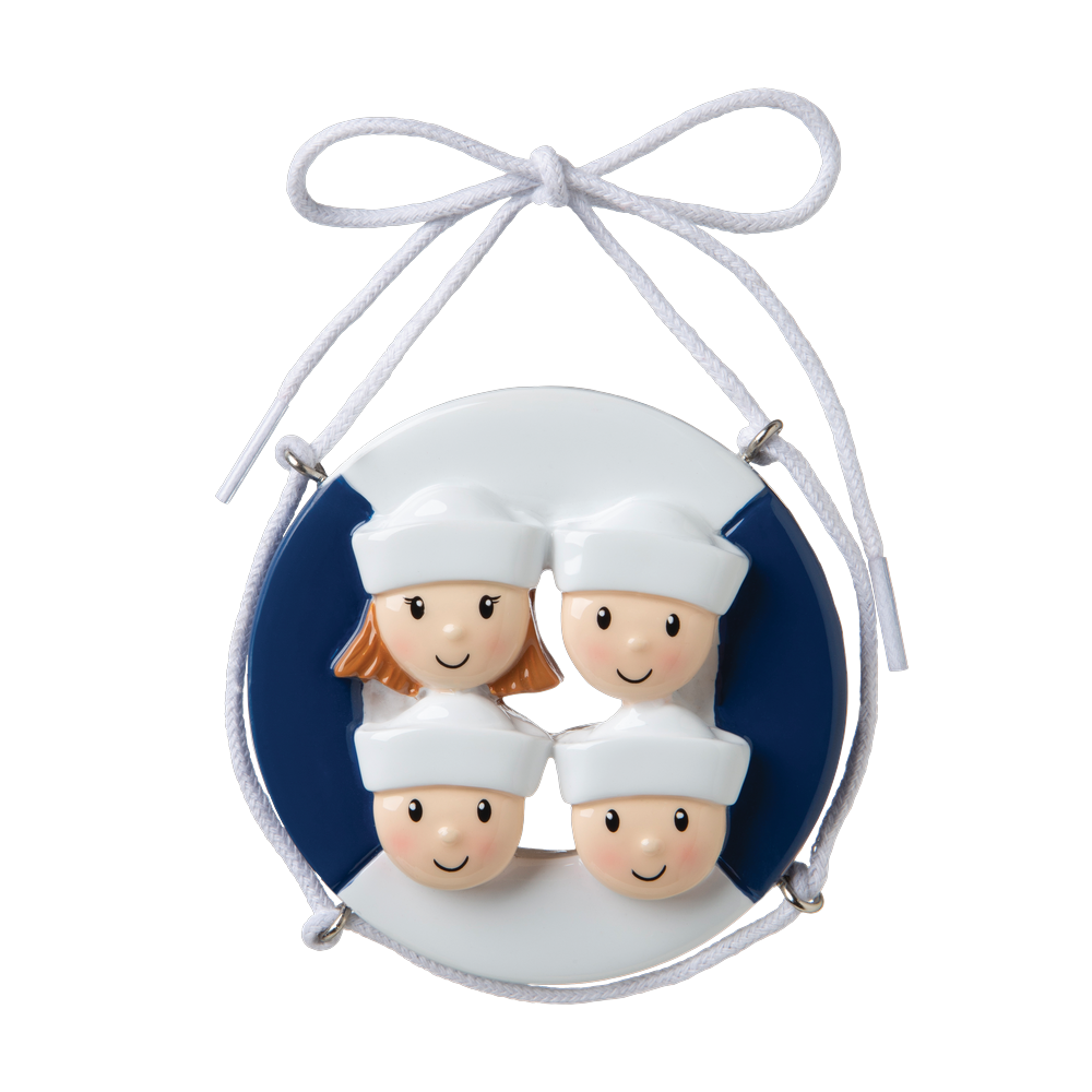 OR1676-4 - Cruise Ship Family of 4 Personalised Christmas Decoration