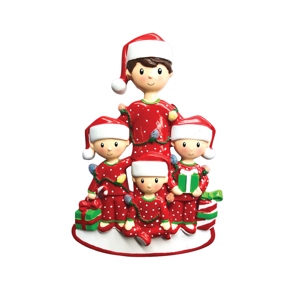 OR1791-3 - Single Dad With 3 Children Personalised Christmas Decoration