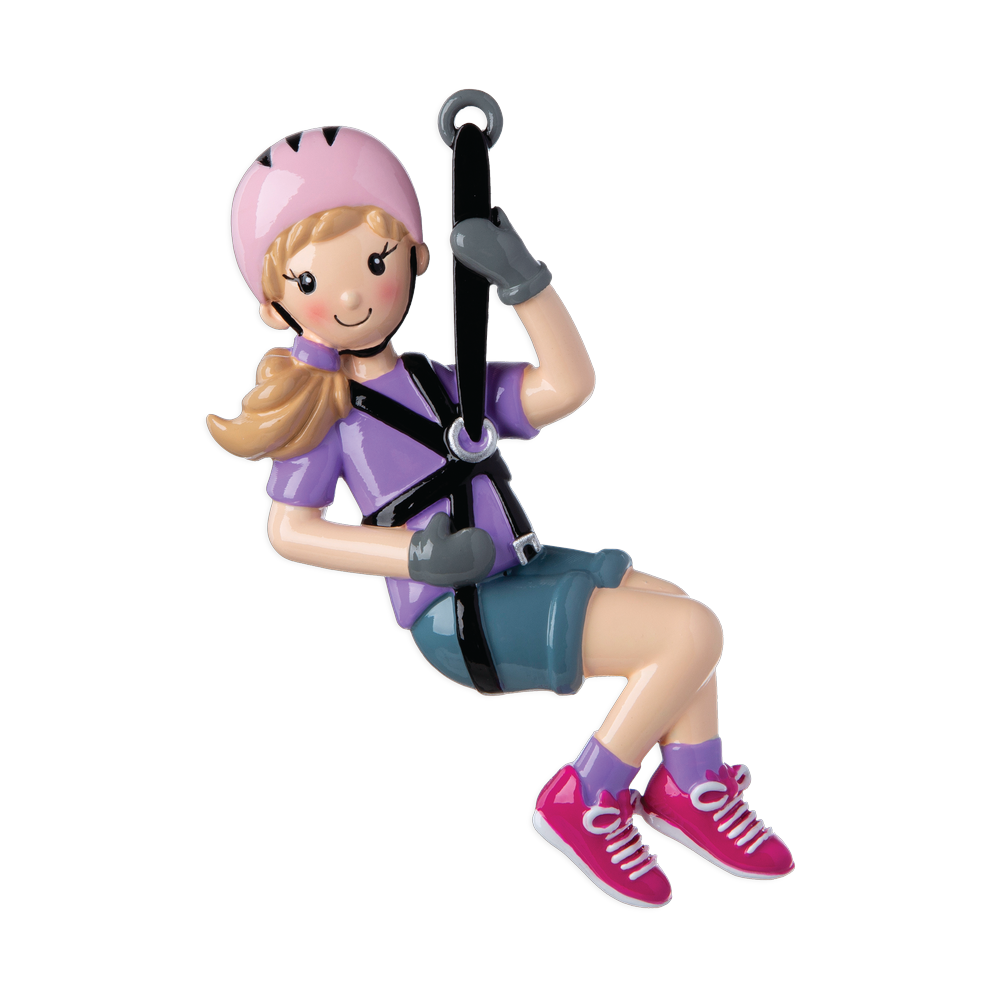 OR1930-G - Zip Line (Girl) Personalised Christmas Decoration
