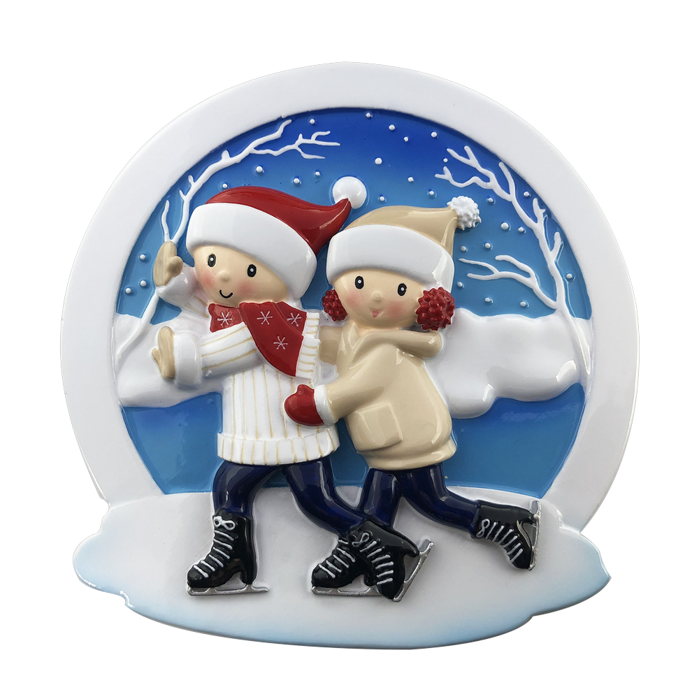 OR2024-2 - Ice Skating Family of 2 Personalised Christmas Decoration