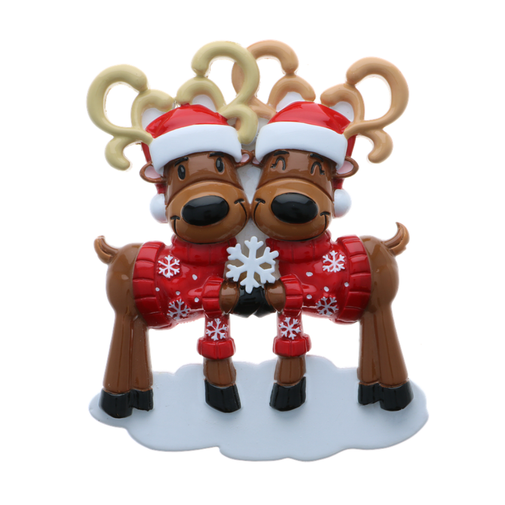 OR2256-2 - Mr. & Mrs. Reindeer Couple Personalised Christmas Decoration