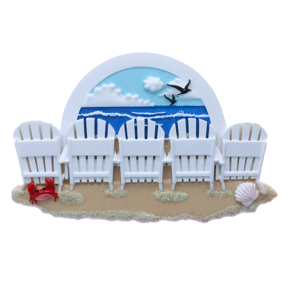 OR2258-5 - Beach Chairs Family of 5 Personalised Christmas Decoration