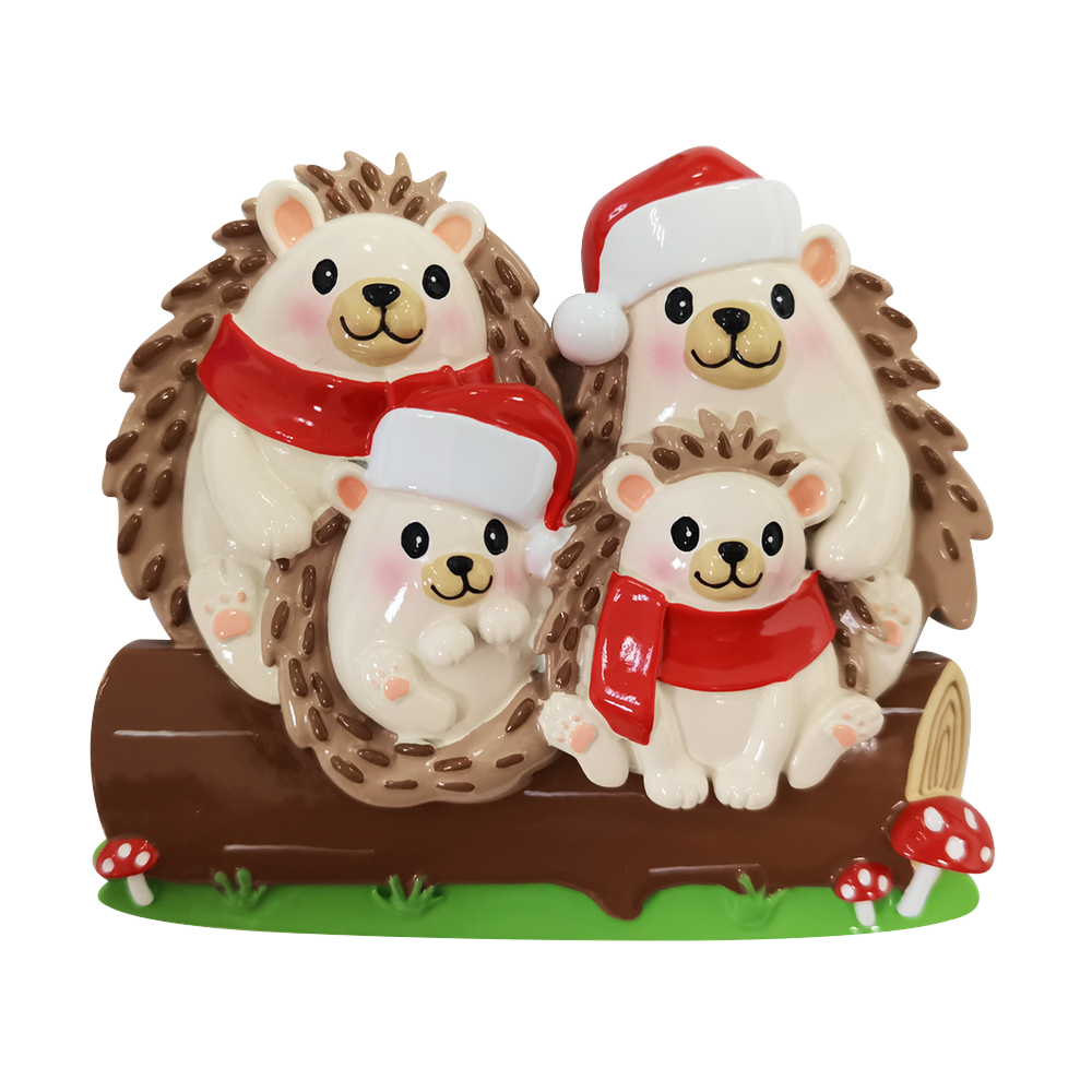 OR2261-4 - Hedgehog Family of 4 Personalised Christmas Decoration