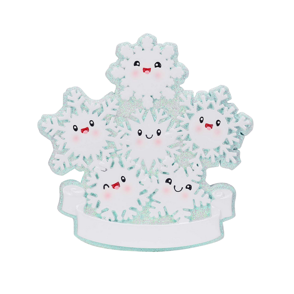 OR2671-6 - Snowflake Family of 6 Personalised Christmas Ornaments