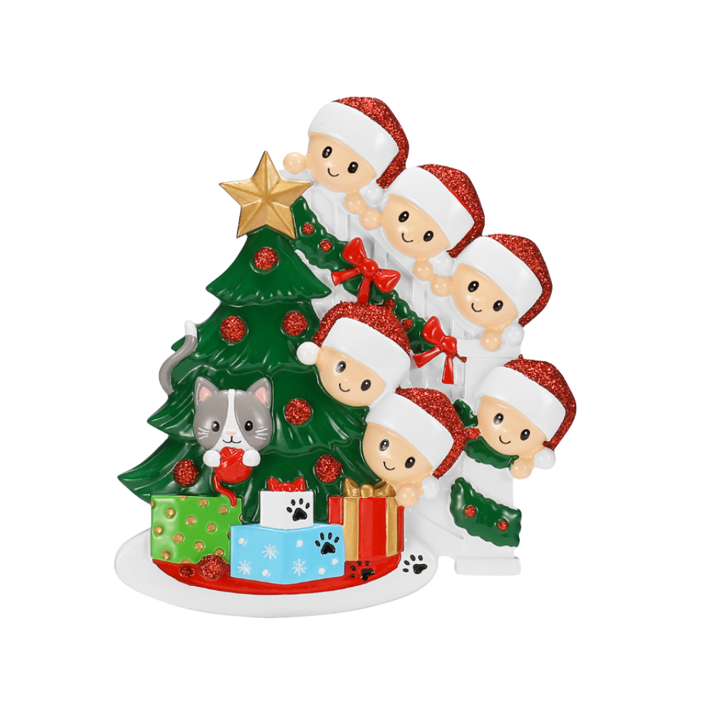 OR2672-6 - Cat in Christmas Tree Family of 6