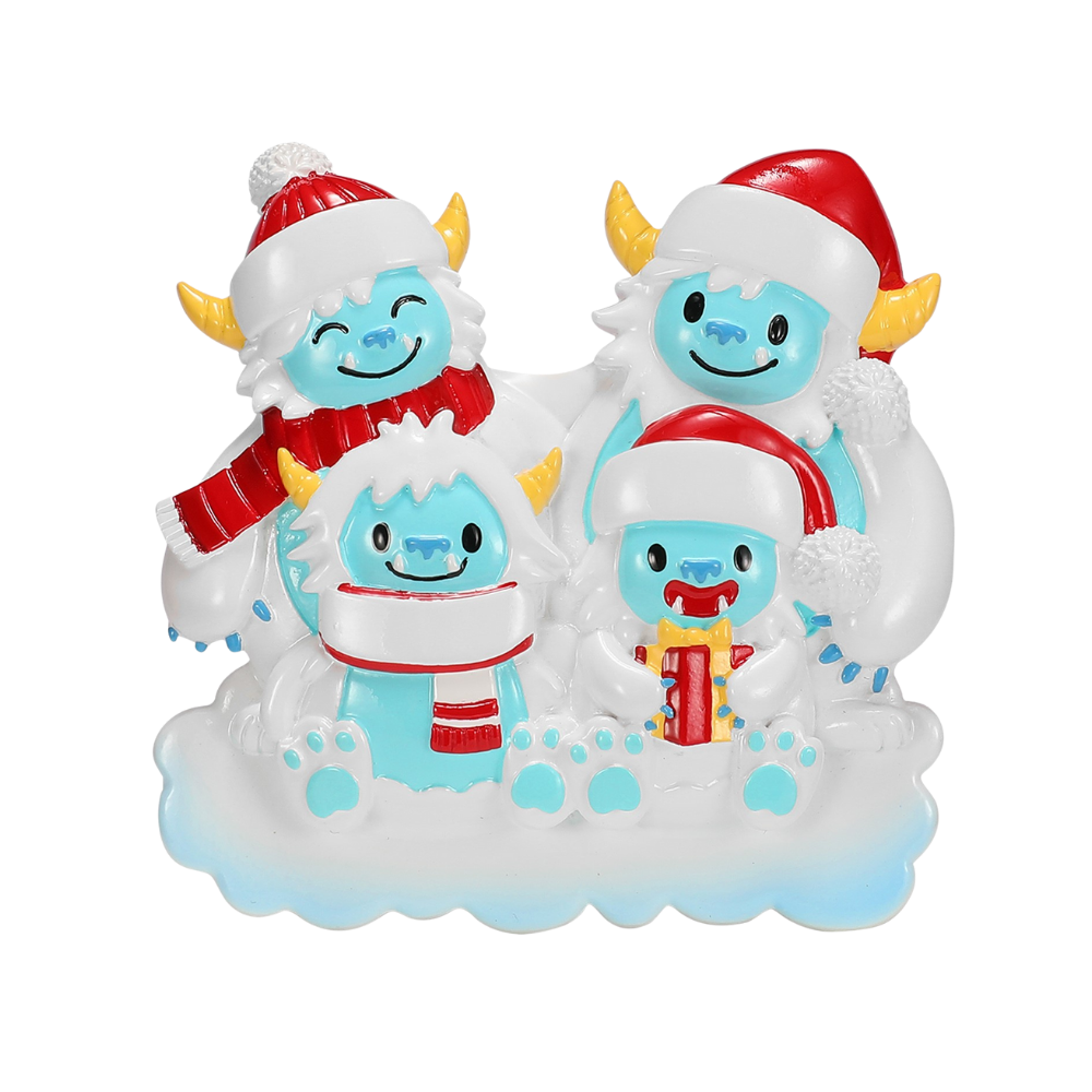 OR2675-4 - Yeti Family of 4 Personalised Christmas Ornaments