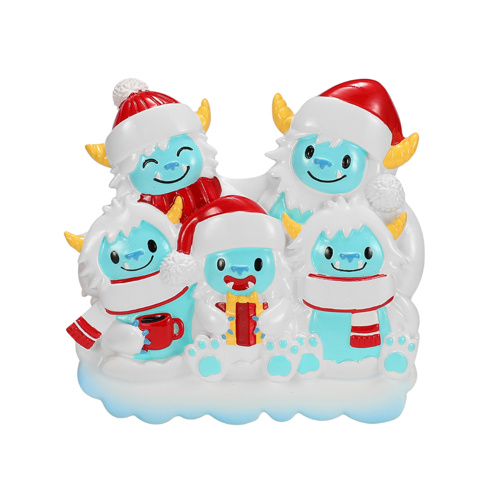 OR2675-5 - Yeti Family of 5 Personalised Christmas Ornaments