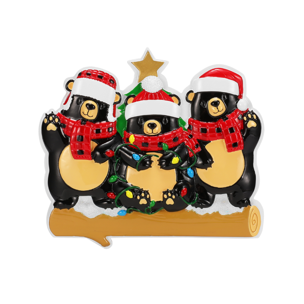 OR2676-3 - Bears With Scarf & Santa Hat Family of 3