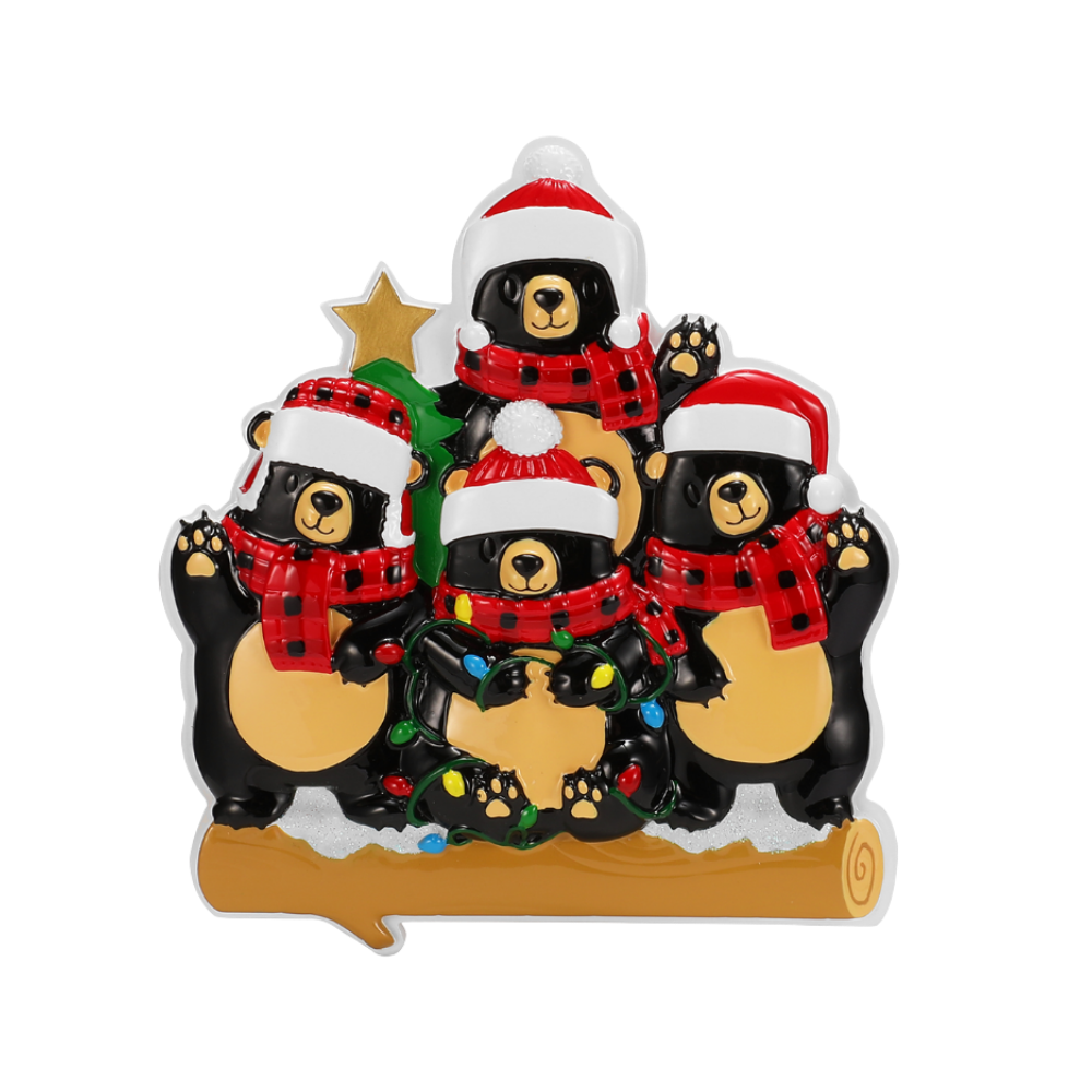 OR2676-4 - Bears With Scarf & Santa Hat Family of 4