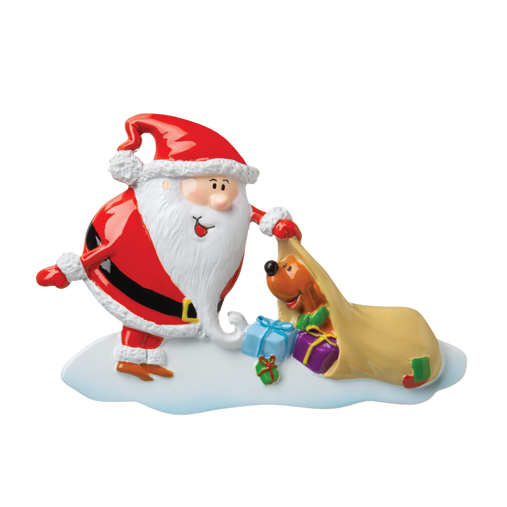 P18-03-033 - Santa With Dog 2 Personalised Christmas Decoration