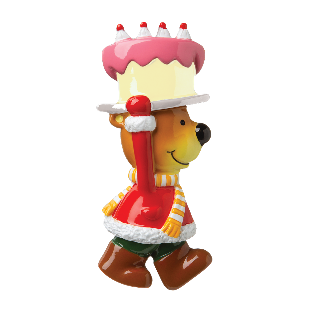 P18-03-053 - Brown Bear With Birthday Cake Personalised Christmas Decoration