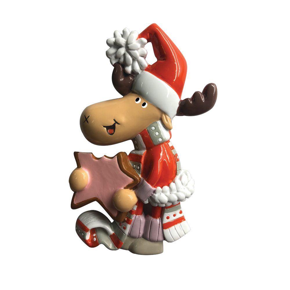P18-03-064 - Moose Holding Star Personalised Christmas Decoration