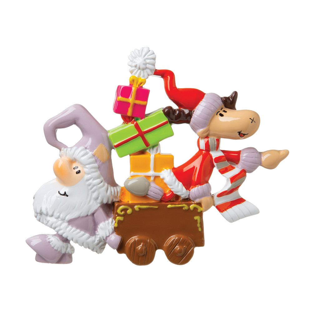P18-03-065 - Santa And Reindeer With Presents Personalised Christmas Decoration