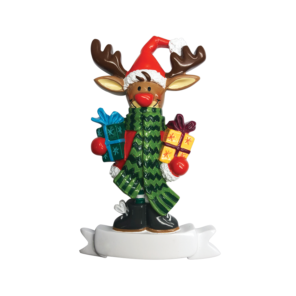 P18-03-102 - Reindeer With Presents Personalised Christmas Decoration
