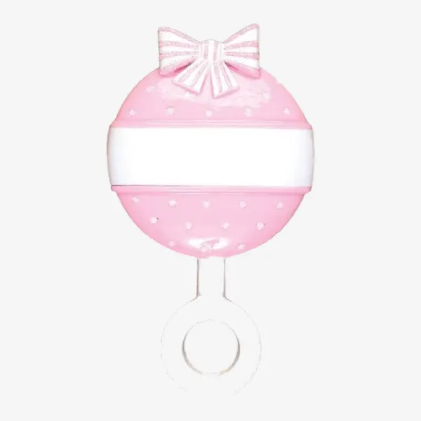 OR1494-P - Pink Baby Rattle Personalised Christmas Decoration