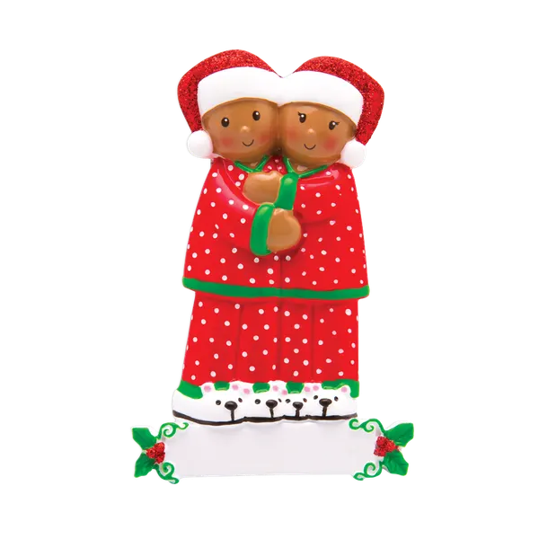 AA1470-2 - Pajama Family of 2 Personalised Christmas Decoration