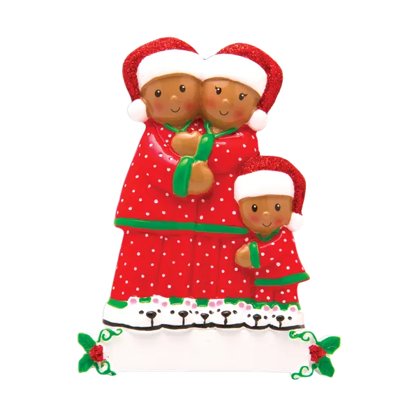AA1470-3 - Pajama Family of 3 Personalised Christmas Decoration