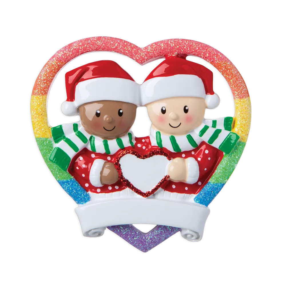 MR1666 - interracial Gay Couple Personalised Christmas Decoration