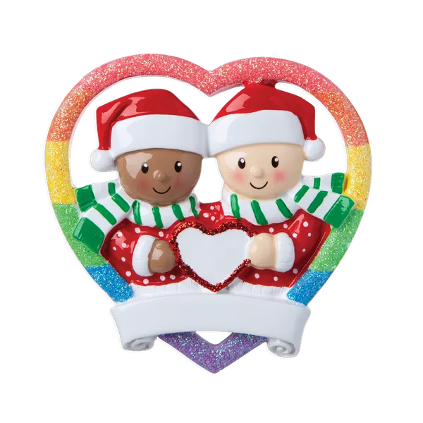 MR1666 - interracial Gay Couple Personalised Christmas Decoration