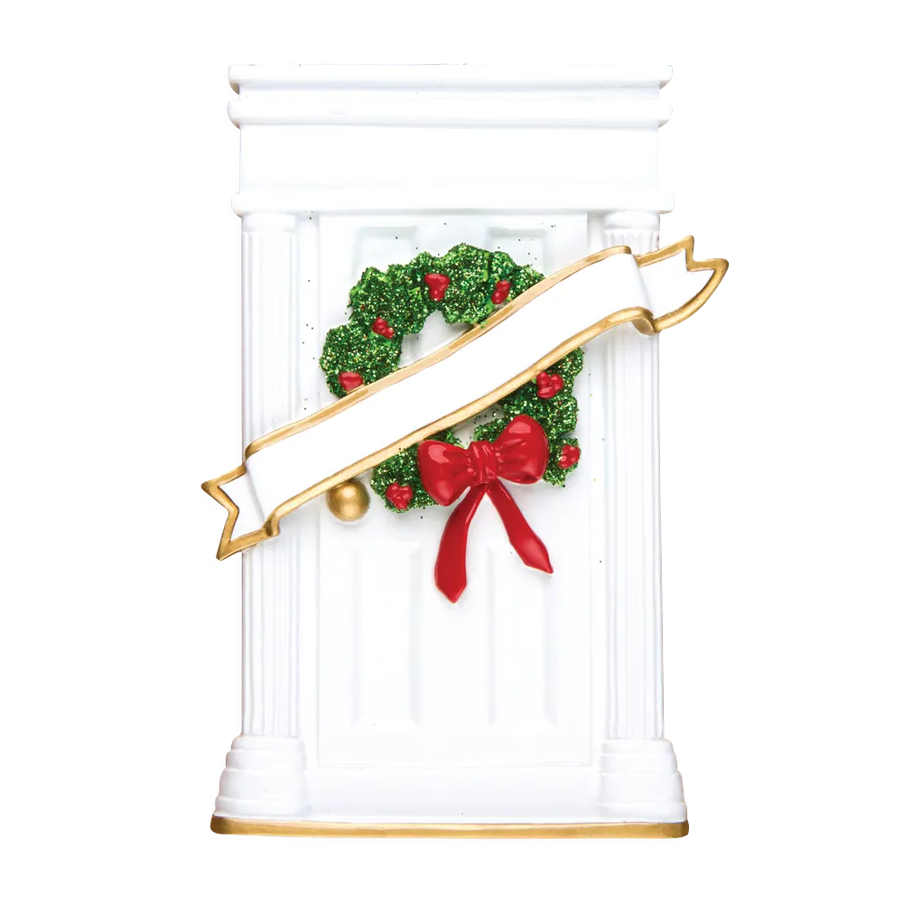 OR023 - Door With Wreath Personalised Christmas Decoration