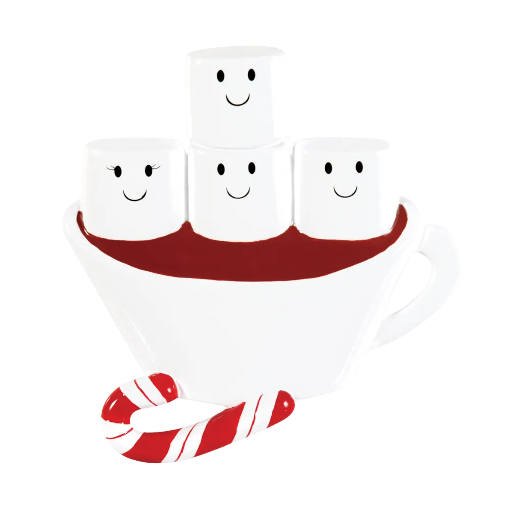OR1213-4 - Hot Chocolate Family With 2 Kids Personalised Christmas Decoration