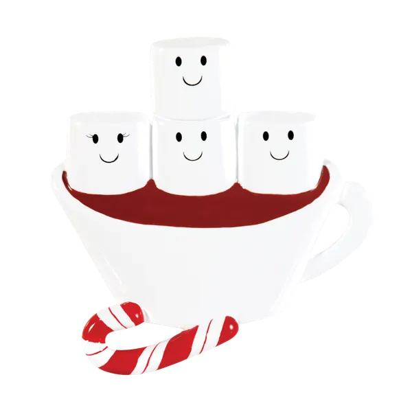 OR1213-4 - Hot Chocolate Family With 2 Kids Personalised Christmas Decoration