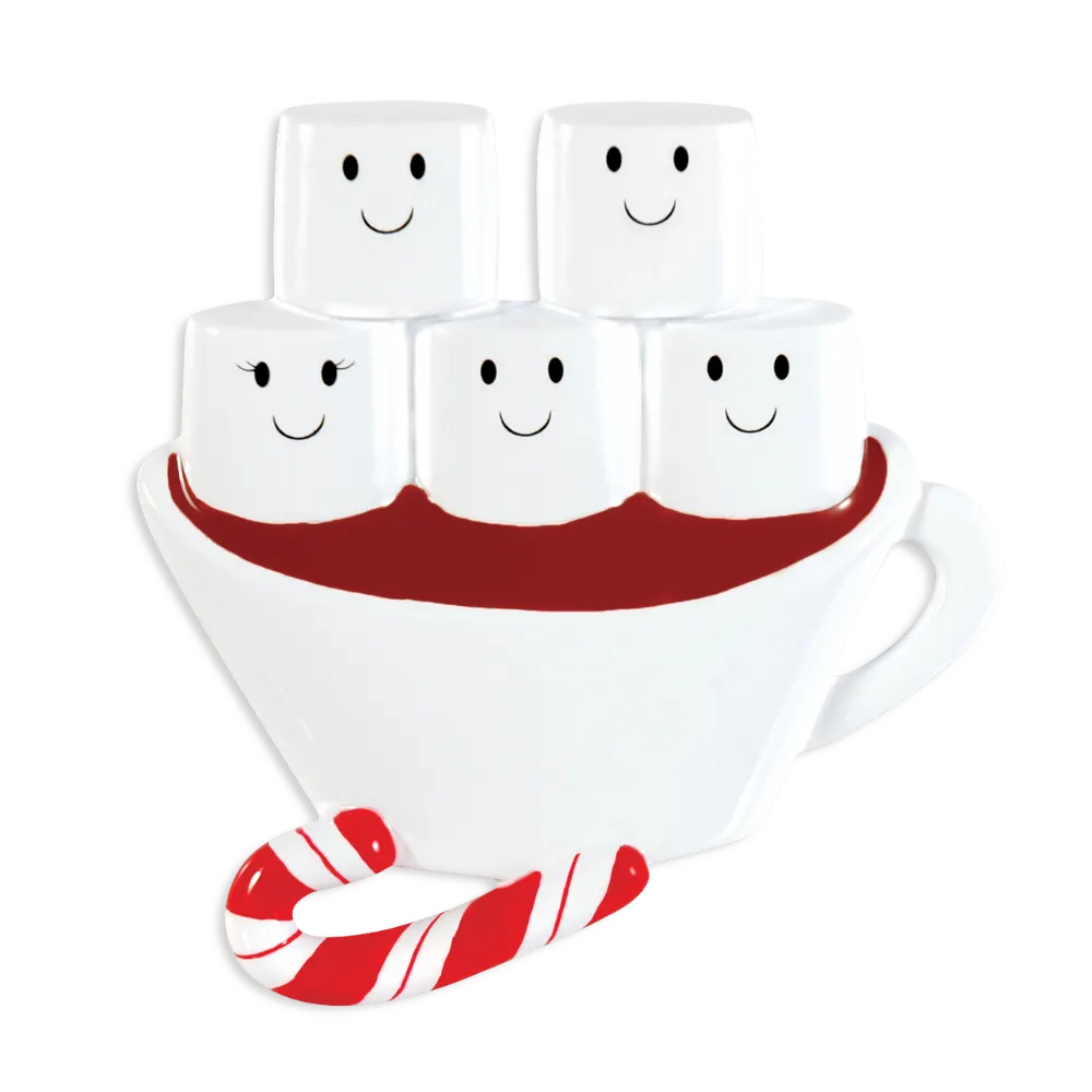 OR1213-5 - Hot Chocolate Family With 3 Kids Personalised Christmas Decoration
