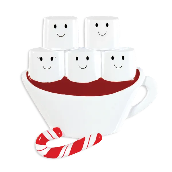 OR1213-5 - Hot Chocolate Family With 3 Kids Personalised Christmas Decoration