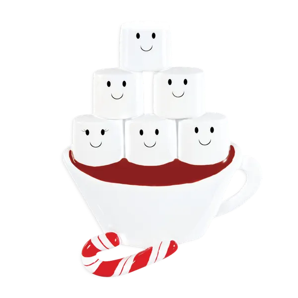 OR1213-6 - Hot Chocolate Family With 4 Kids Personalised Christmas Decoration