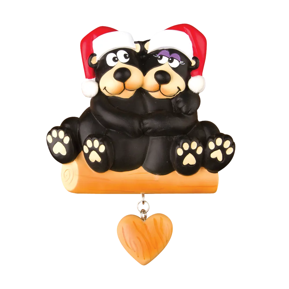 OR1215-2 - Black Bear Family - Couple Personalised Christmas Decoration