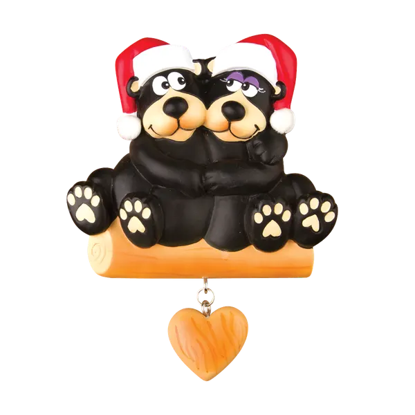 OR1215-2 - Black Bear Family - Couple Personalised Christmas Decoration