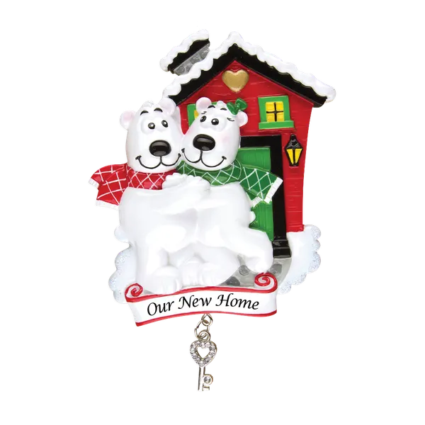 OR1259 - Our New Home/Polar Bear Couple Personalised Christmas Decoration
