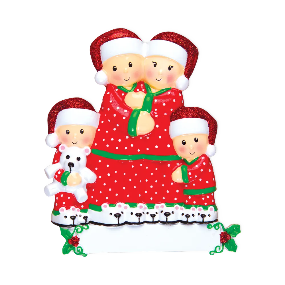OR1470-4 - Pajama Family of 4 Personalised Christmas Decoration
