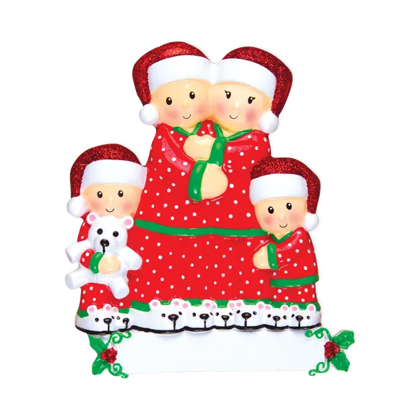 OR1470-4 - Pajama Family of 4 Personalised Christmas Decoration