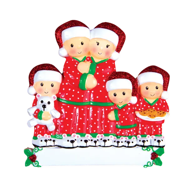OR1470-5 - Pajama Family of 5 Personalised Christmas Decoration
