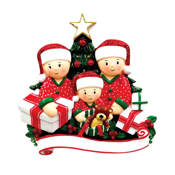 OR1523-3 - Opening Presents (Family of 3) Christmas Ornament