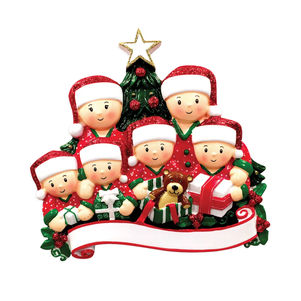 OR1523-6 - Opening Presents (Family of 6) Christmas Ornament