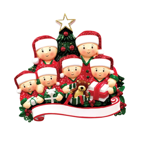 OR1523-6 - Opening Presents (Family of 6) Christmas Ornament