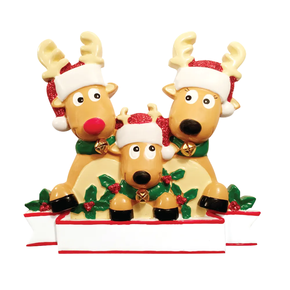 OR1527-3 - New Reindeer (Family of 3) Christmas Ornament