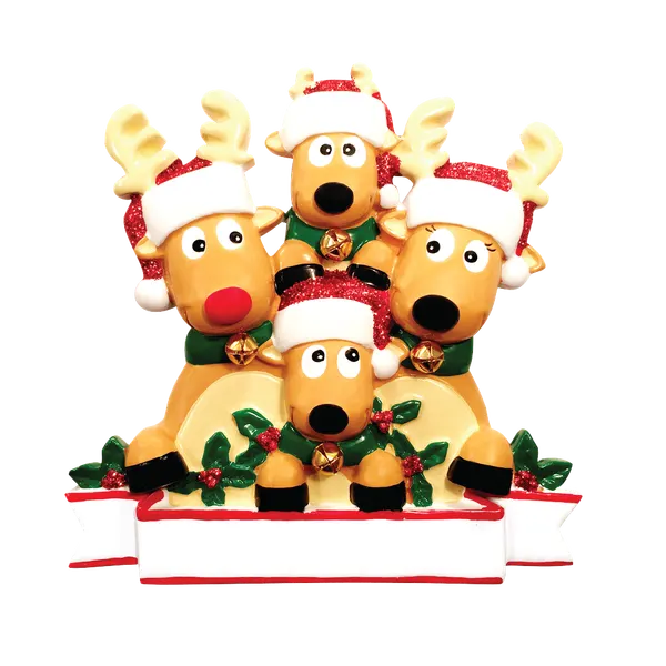 OR1527-4 - New Reindeer (Family of 4) Christmas Ornament