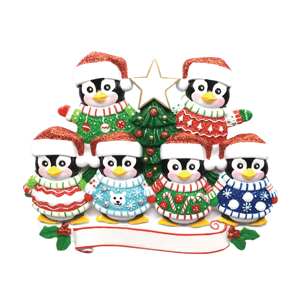 OR1602-6 - Ugly Sweater Family of 6 Personalised Christmas Decoration