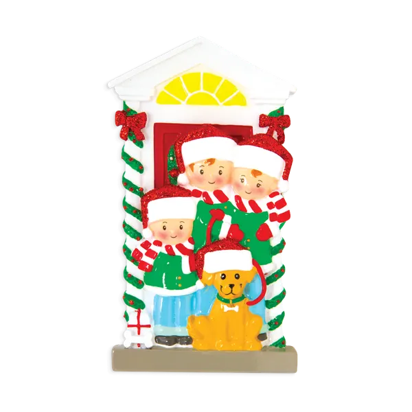 OR1611-3 - Family of 3 With Dog Personalised Christmas Decoration