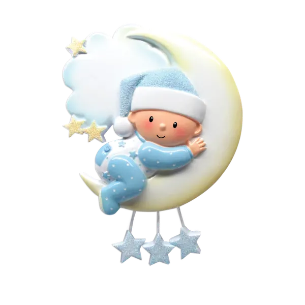 OR1637-B - Baby On Moon (Boy) Personalised Christmas Decoration