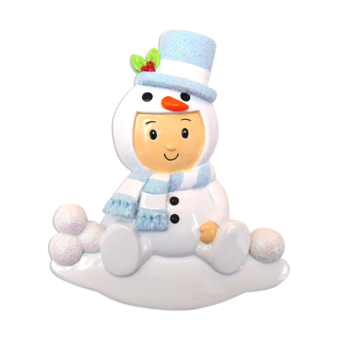 OR1639-B - Baby Boy Snowman Personalised Christmas Ornament