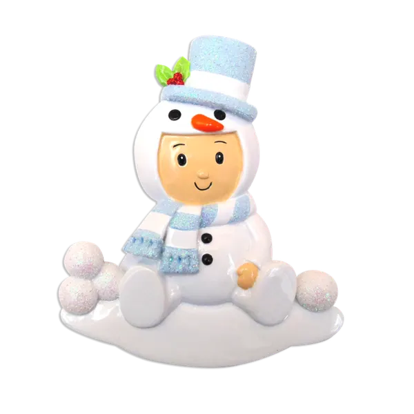 OR1639-B - Baby Boy Snowman Personalised Christmas Ornament