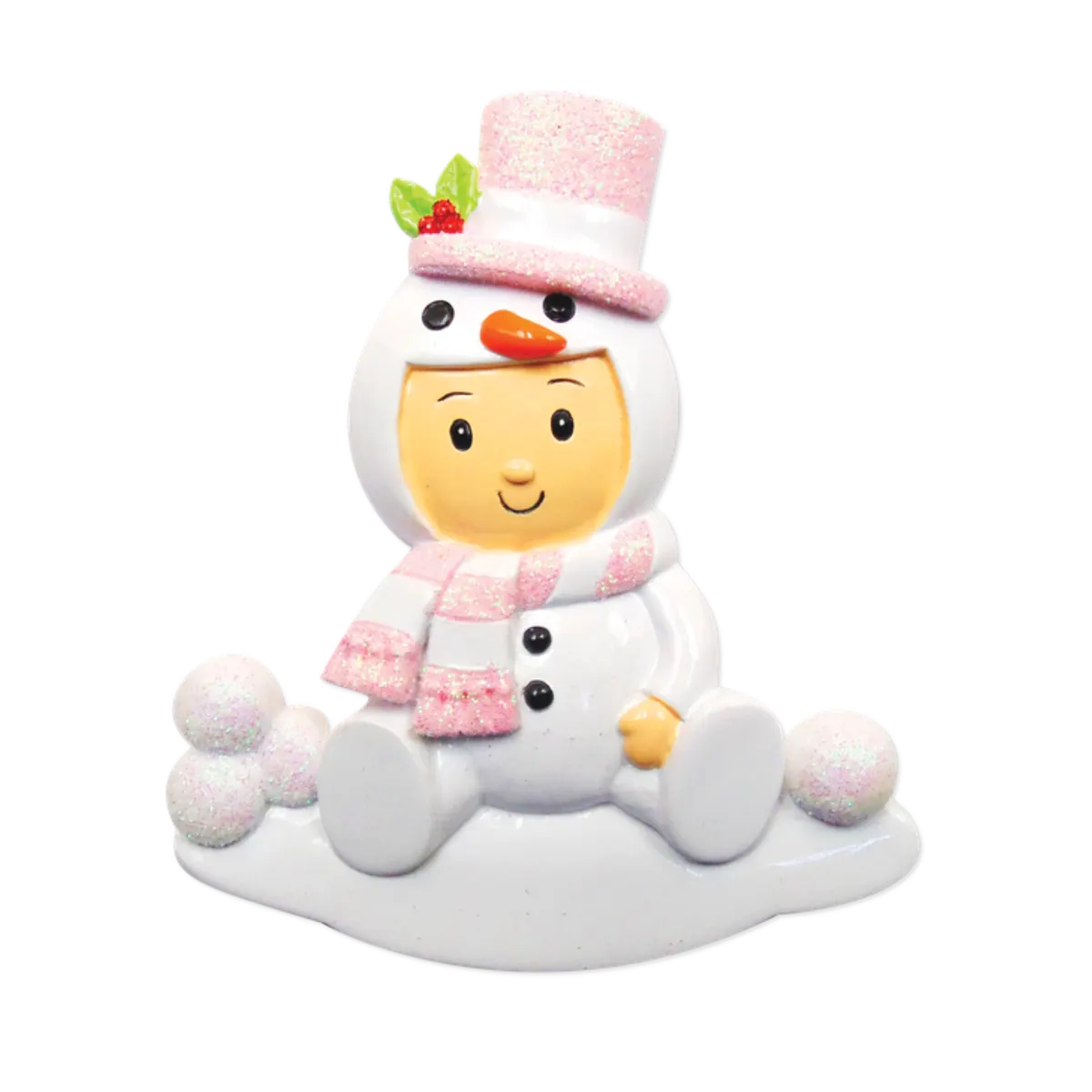OR1639-P - Baby Girl Snowman Personalised Christmas Ornament