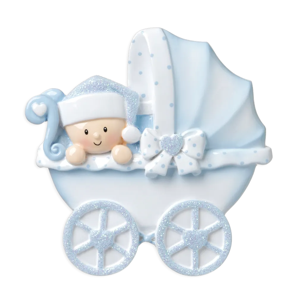 OR1643-B - Baby Carriage (Blue) Personalised Christmas Decoration