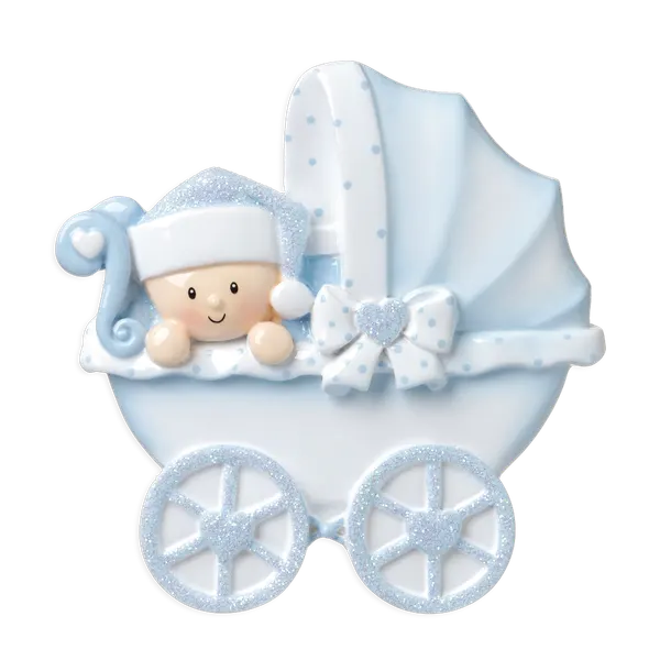 OR1643-B - Baby Carriage (Blue) Personalised Christmas Decoration