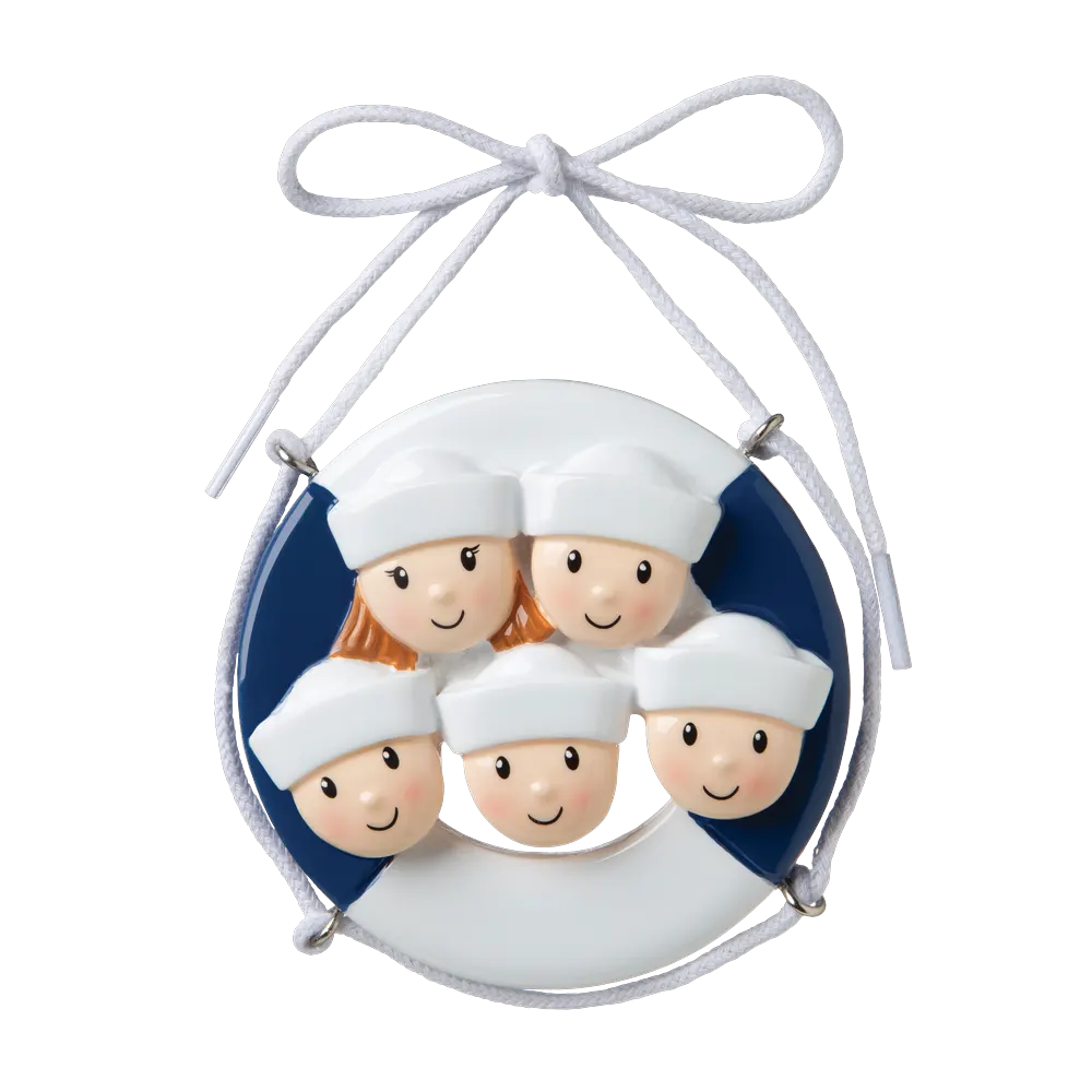 OR1676-5 - Cruise Ship Family of 5 Personalised Christmas Decoration